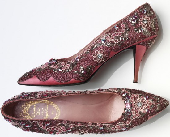 Roger Vivier for Christian Dior Evening shoe beaded silk and leather France 1958-60